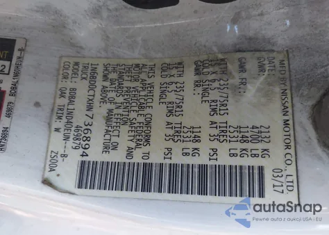 2017 Nissan Frontier S из США, поврежденный, VIN 1N6BD0CTXHN736894